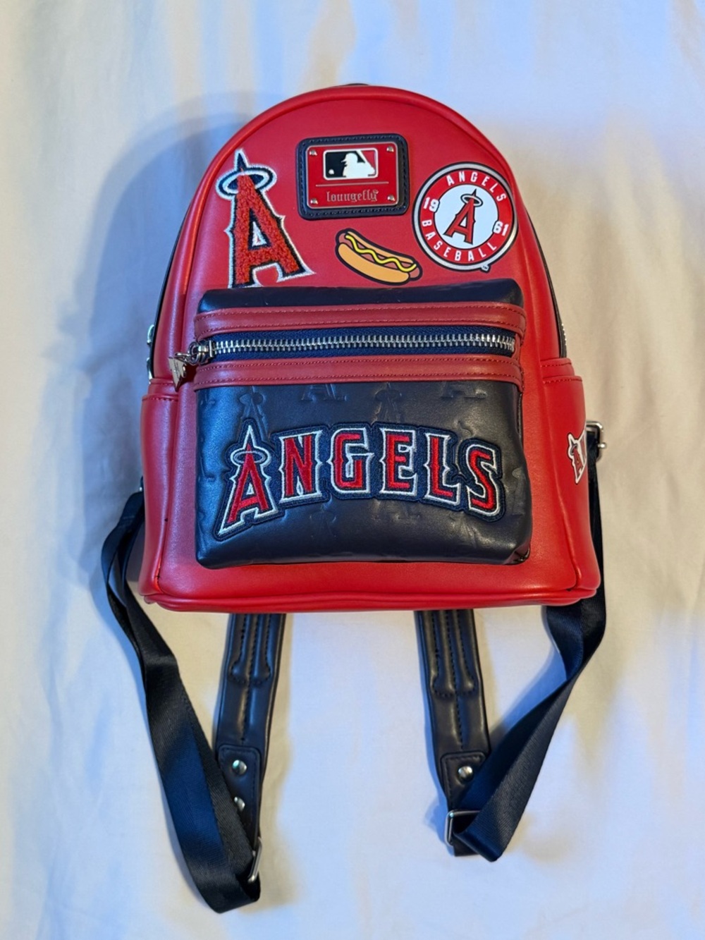 Loungefly Red and Black Angels Patch Mini Backpack
